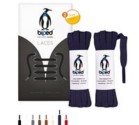 biped LACES 2 paia di lacci piatti in cotone larghi 7 mm - lacci per scarpe di qualità antistrappo per scarpe in pelle, stivali, scarpe da ginnastica - made in EU z2904(blu navy,75 cm)