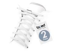 biped LACES 2 paia lacci elastici senza nodo - per scarpe bambini e adulti - chiusura rapida con capsula in metallo - lacci piatti 6 mm z2910(#32 white)