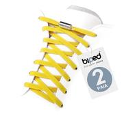 biped LACES 2 paia lacci elastici senza nodo - per scarpe bambini e adulti - chiusura rapida con capsula in metallo - lacci piatti 6 mm z2910(#5 yellow)
