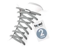 biped LACES 2 paia lacci elastici senza nodo - per scarpe bambini e adulti - chiusura rapida con capsula in metallo - lacci piatti 6 mm z2910(#6 grey)