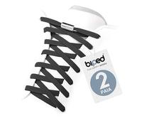 biped LACES 2 paia lacci elastici senza nodo - per scarpe bambini e adulti - chiusura rapida con capsula in metallo - lacci piatti 6 mm z2910(#2 black)