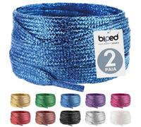 biped LACES 2 paia lacci glitter piatti 8 mm - lacci metallici resistenti - lacci colorati per sneaker e scarpe in pelle, per uso quotidiano, sport e feste z2919(#16 blue,90 cm)