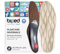 biped plantari invernali con vera lana d'agnello - solette ortopediche con supporto dell'arco plantare, sostegno metatarsale e cuscinetto per tallone - benessere per piedi sensibili z1715(47)