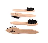 biped Set di 4 spazzole per stendere crema - Spazzole tondeggianti in legno - con setole naturali solide z2346 (4 x chiaro)