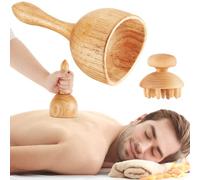 Bipily Kit Coppetta per Maderoterapia e Fungo per Massagi, Maderoterapia Set per massaggio anticellulite Strumento di drenaggio linfatico in legno, Maderoterapia Colombiana (2 pezzi)