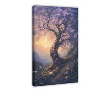 BIQHTGA Poster su tela con albero magico delle fiabe, decorazione artistica da parete per soggiorno e camera da letto, 20 x 30 cm