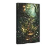 BIQHTGA Poster su tela con sentiero della foresta delle fiabe, decorazione per camera da letto, ufficio, camera da letto, regalo, 20 x 30 cm
