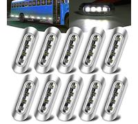 Biqing 10x Luce di Ingombro Laterale Bianco,12V/24V 4 LED Indicatore di Direzione Laterale Posteriori indicatori di Luce luci di Posizione Laterali con Cornice Cromata per Camion Caravan Trattore Bus