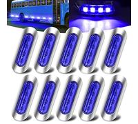 Biqing 10x Luce di Ingombro Laterale Blu,12V/24V 4 LED Indicatore di Direzione Laterale Posteriori indicatori di Luce luci di Posizione Laterali con Cornice Cromata per Camion Caravan Trattore Bus