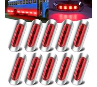 Biqing 10x Luce di Ingombro Laterale Rosso,12V/24V 4 LED Indicatore di Direzione Laterale Posteriori indicatori di Luce luci di Posizione Laterali con Cornice Cromata per Camion Caravan Trattore Bus