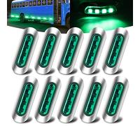 Biqing 10x Luce di Ingombro Laterale Verde,12V/24V 4 LED Indicatore di Direzione Laterale Posteriori indicatori di Luce luci di Posizione Laterali con Cornice Cromata per Camion Caravan Trattore Bus
