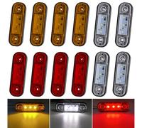 Biqing 12PCS 12V/24V Luci di Posizione Laterali Indicatori,3.4" LED Luci di Posizione per Rimorchio Camion Caravan Camper Barca Trattore Bus(Rosso+Bianco+Giallo)