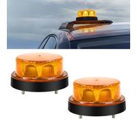 Biqing 2 luci LED 12-24 V, rotonde stroboscopiche, segnalazione avvertimento 2 modalità flash strobo Beacon Light per auto, camion, rimorchio, furgone (giallo)