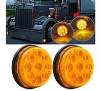 Biqing [2 Modes] 2PCS 9-LED Indicatori Laterali Luci Ambra,3 Inch Rotonde LED Laterali/Anteriore/Posteriore Indicatori 24V Luce di Ingombro Lampada per Rimorchi/Furgoni/Roulotte/Camion