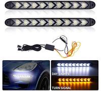 Biqing 2PCS 12V Luce di Marcia Diurna a LED, 9 LED Arrow Indicatore di Direzione a Fusso Luminoso Dual-Color Ambra White Car LED Strip Lights Faro DRL (25cm)