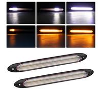 Biqing 2PCS Striscia di Luci di Marcia per Auto 15.5CM,Universal Luci di Marcia Diurna a LED DRL 12V Bianco Flusso Sequenziale Indicatore di Direzione Ambra