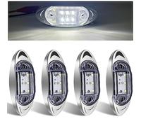 Biqing 4PCS Luci di Posizione Laterali Indicatori per Rimorchio,12V 24V indicatori Laterali luci Anteriori Posteriori indicatori di Luce con Lunetta Cromata per Camion Rimorchio(Bianco)