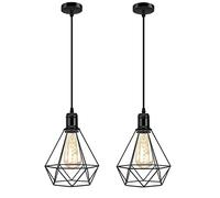 Biqing Lampade a Sospensione Vintage Industriale Plafoniera Lampada da Soffitto Retro/Paralume/Lampadario Pendente Vintage Industrial,Metallo Gabbia E26/E27 Luci Portalampada, 2 Pezzi (No bulb)