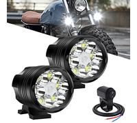 Biqing Luci di guida a LED per moto, con interruttore, 20 W, 2000 lm, fendinebbia, luci ausiliarie per moto, camion, SUV, UTV, ATV, trattore, 2 pezzi
