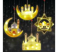BIQIQI Lampada Ramadan Decorazioni, Luce della Stringa della Luna della Castello a Stella per la Decorazione dell'Eid, Festa della decorazione Eid Mubarak