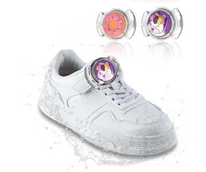 BIQIRE Confezione da 2 porta etichette impermeabili per lacci e cinghie per bambini, supporto per etichette nascoste per scarpe carine cartoni animati AirTag per bambini [unicorno e ciambelle]