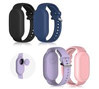BIQIRE - Confezione da 4 braccialetti compatibili con Samsung Galaxy SmartTag 2 (2023), in morbido silicone, per smart tag 2, custodia per bambini e anziani (nero, blu, rosa, viola)