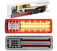Biqiure 2PCS Fanali Posteriori Rimorchio 24V,62 LED Luci di Stop Posteriori Integrato Freno Indicatore di Direzione/Luce di Corsa/Luce di Inversione per Rimorchio Pickup RV Camper UTV UTE Vans