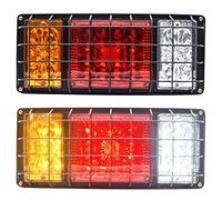 Biqiure 2PCS Fanali Posteriori Rimorchio,24V Luci del Rimorchio 32LED Luci Posteriori Trattore,Luce del Freno/Indicatore di Direzione/Luce di Retromarcia per Camion Caravan(con Rete in Ferro)