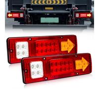 Biqiure 2PCS Luci Posteriori per Rimorchio LED 24V 19-LED Fanali Posteriori per Camion Lampada del Freni Illuminazione Indicatore di Direzione a Freccia Giallo per Rimorchio Caravan Camion Trattore