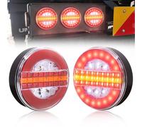 Biqiure 2PCS Rotonda Luci Posteriori per Rimorchio a LED,5.4 Inch Luci Posteriori per Camion Hamburge Luce Stop dei Freni,Fanali Posteriori Dinamici per Camion Caravan Trattore
