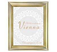 BIRAPA Cornice portafoto oro Vienna 42 x 60 cm - Cornice portafoto vintage in oro champagne, cornice in legno con modanature interne ed esterne, cornice in legno
