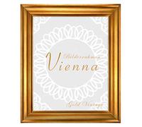 BIRAPA Vienna - Cornice portafoto in legno massiccio, 28 x 36 cm, oro vintage, misure