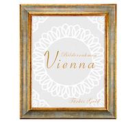 BIRAPA Vienna - Cornice portafoto in legno massiccio, 40 x 50 cm, colore: Turchese e oro