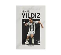 BIRART Poster su tela, motivo: Kenan Yildiz, Juventus (4), decorazione per camera da letto, 30 x 45 cm