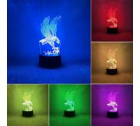 BIRBANN Lampada 3D Aquila, Lampada LED Comodino Intelligente 7 Colori, Luce Notturna Adolescente Decorativa Per Camera Da Letto, Regalo Compleanno Per Ragazzi E Ragazze