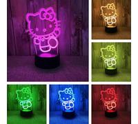 BIRBANN Lampada Gatto, Lampada Illusione 3D Kitty, Smart Touch Control 7 Colori LED Lampada Da Comodino, Regalo Compleanno Per Ragazzi E Ragazze, Regalo Di Natale