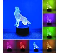 BIRBANN Lampada Lupo 3D, 7 Colori Lupo Nachtlicht A Tocco Variabile, Decorazione Camera Dei Bambini, Compleanno Per Ragazzi E Ragazze