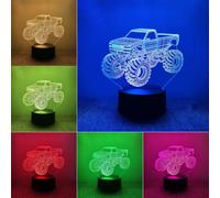 BIRBANN Lampada Monster Truck 3D, Lampada Comodino Camera Intelligente A 7 Colori, Luce Notturna Bambini LED Regalo Di Compleanno Per Ragazzi E