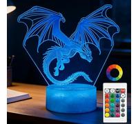 BIRBANN Luce notturna con drago, regalo di drago, lampada da illusione 3D con 16 colori che cambiano, timer, 4 modalità lampeggianti e funzione dimmer, decorazione per cameretta dei bambini (ragazzi e