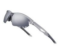 Bircenpro Occhiali da sole sportivi polarizzati per uomo: TR90 Wrap Around occhiali da ciclismo protezione UV Lightwight per la guida di golf, Montatura D-gray Lenti Argento, Taglia unica