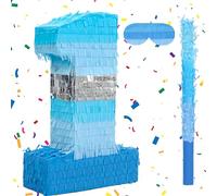 Birchio Set di pignatta a forma di numero 1 con benda e pipistrello (41 x 26 x 9 cm), perfetta per feste di compleanno, blocchi da costruzione, decorazioni a tema di compleanno