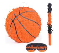 Birchio Set di pignatta da basket con benda e pipistrello (33 x 33 x 10 cm), pignatta a forma di pallone da calcio per feste di compleanno per ragazzi, perfetta per feste di compleanno, feste a tema