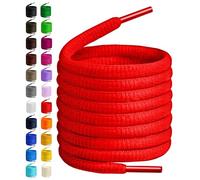 BIRCH's Oval Shoelaces 27 colori Half Round 1/4" Shoe Laces 4 Different Lengths, Colore: rosso, 56"(142cm) XL