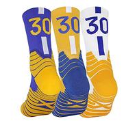 BIRCUS 3 paia di selezionare da basket d'élite Calzini atletici con il numero della squadra Calzini a compressione per la caviglia Regalo per i tifosi di basket (30,F)