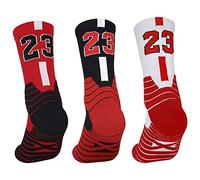 BIRCUS 3 paia di selezionare da basket d'élite Calzini atletici con il numero della squadra Calzini a compressione per la caviglia Regalo per i tifosi di basket (23,F)