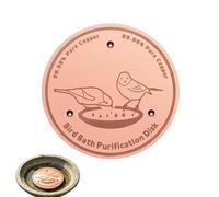 Bird Bath Copper Disk - Clean Water Purification Plate For Fountain Basin, Triple Point Support Base Tray, 10x10cm Pure Copper Core + 40g Metal Shield, Weatherproof Heavy Duty Disc- For Outdoor Garden