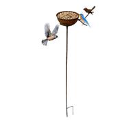 Bird Bath Feeder | Rust-Resistant Weatherproof Metal Outdoor Decor | Tall B