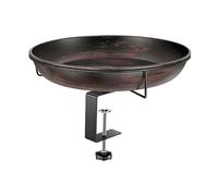 Bird Bath For Outdoors, Metal Birdbath Bowl, Metal Birdbath Bowl With Adjustable Steel Clamp, Birds Feeders With Metals Mesh Tray, Bird Bath Feeder For Outdoor Garden Patio Backyard Railing Fence