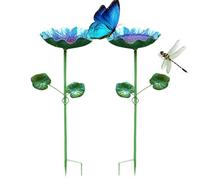 Bird Bath for Outside - 2Pcs Iron Art Flower Shape Metal Feeder Bird Bath | Wrought Iron Bird Feeder, Suitable for Outdoor Gardens and Courtyards, Providing Food and Water for Birds. a Decorative