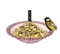 Bird Bath For Outside, 9 Inches Wall Mounted Outdoor Bird Bath, PP Material, Transparent Hangable Water Feeding Basin, Flower-Shaped Statue For Hummingbird, Parrot, Clear, 1 Pack